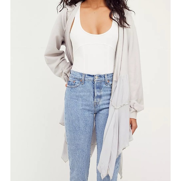 Free People Moon Dust Cardi Hoodie Light Gray Great Shark Women's S - Picture 2 of 11